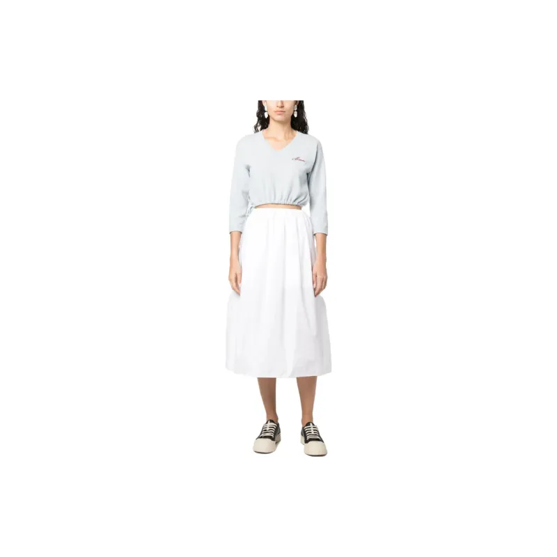 MARNI Logo-Embroidered V-Neck Cropped Jumper-1