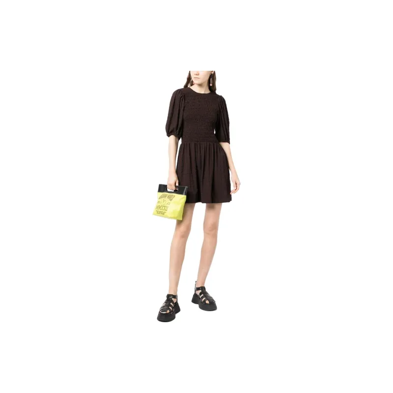 GANNI Striped Smocked Mini Dress-1