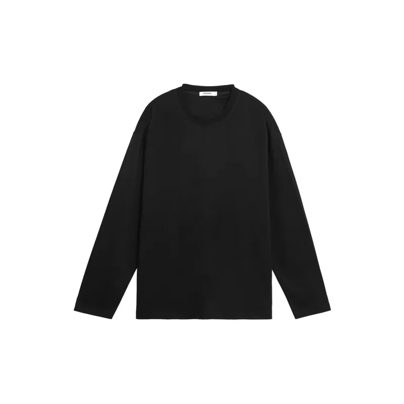 Bodydream American Loose Fit Solid Color Crew Neck Long Sleeved T Shirt Unisex-6