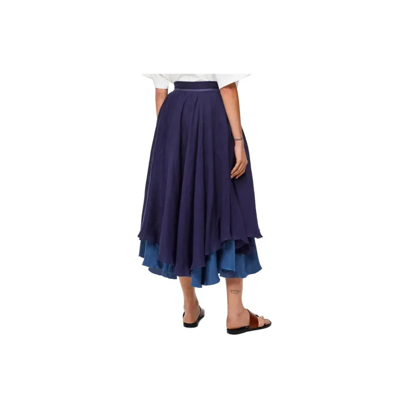 LOEWE FW21 Casual Long Skirt Women's Blue-3