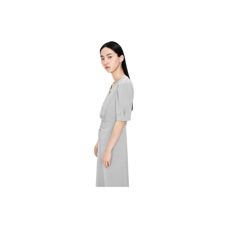 TKY SHOP Short Sleeved Dress Women's Gray Purple-4