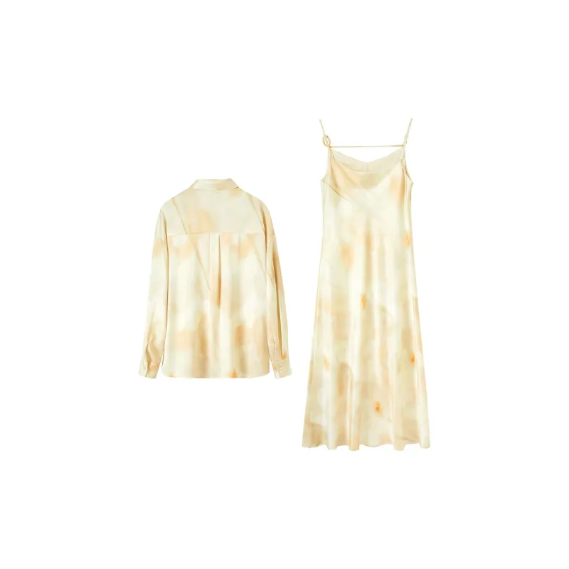 SENTUBILA Two Piece Skirt Sets Women's Apricot With Orange Blossom Print-4