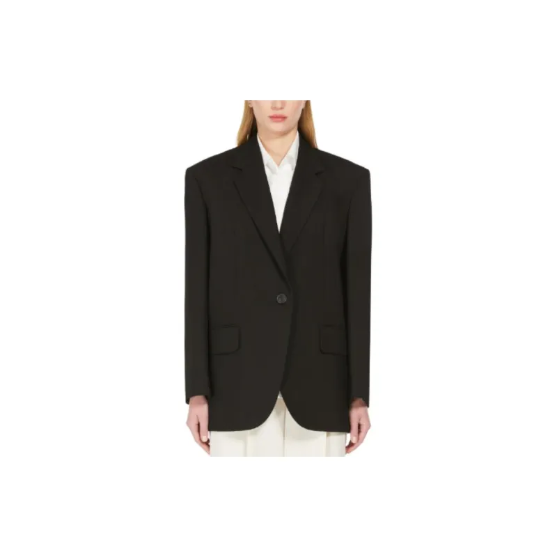 WEEKEND MaxMara Bravo Collection Oversized Woollen Cloth Blazer Business Suit Women's Black-2