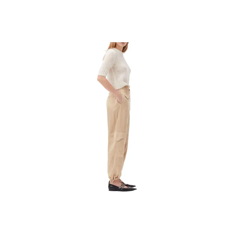GANNI Elasticated-waist Satin Trousers-4