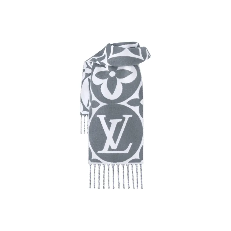 LOUIS VUITTON Sheep Wool Knit Scarves Women's Gray-1
