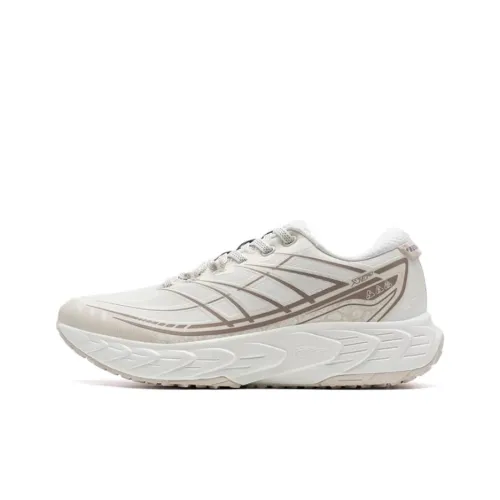 XTEP Running Shoes Women's Low-Top Off-white Gray / Leather Gray / Iced Tea Brown