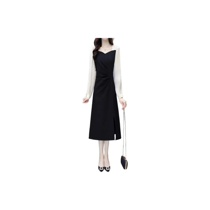 Mapping Long Sleeved Dresses Women's Black-1