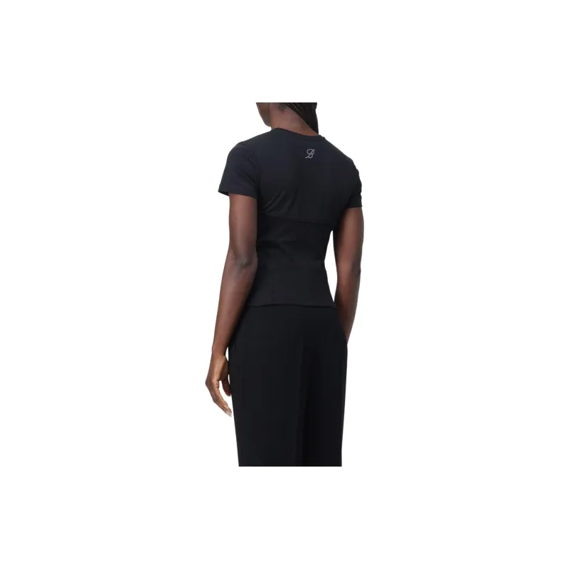 Blumarine Corset Detailed Crewneck T-Shirt-3