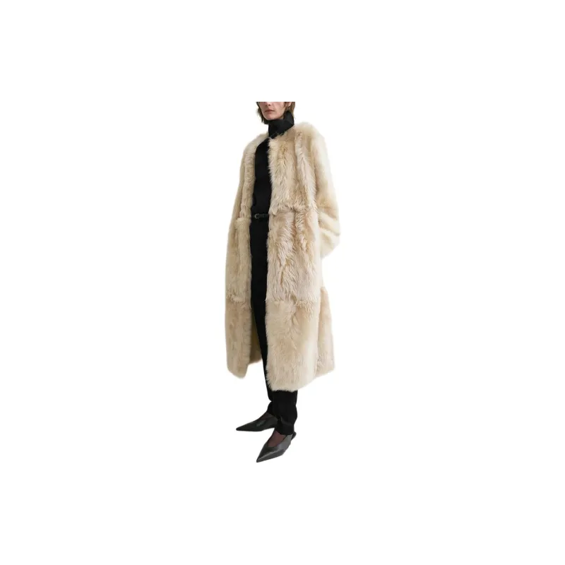 TOTEME Shearling Round Neck Coat-3