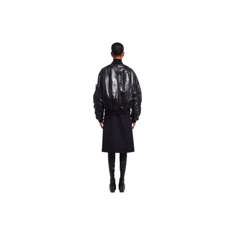 PRADA Oversized Nappa Leather Bomber Jacket 'Black'-2