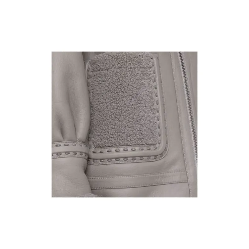 FENDI Leather Jackets Women's Gray-3