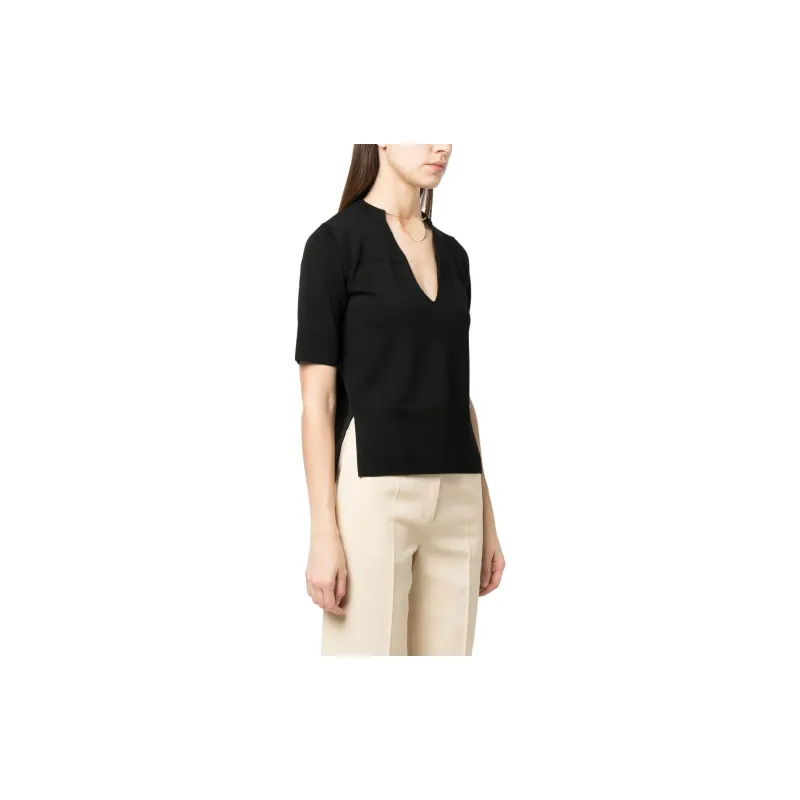 JIL SANDER V-Neck Short-Sleeved Knitted Top-3