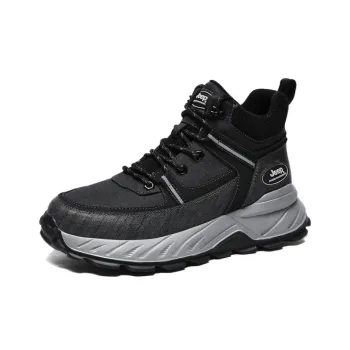 Jeep Anti Slip Wear Resistant Mid Top Hiking Shoes Men's Black