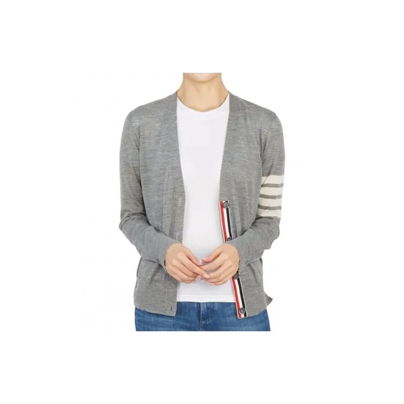 THOM BROWNE 4 Bar V Neck Cardigan-4