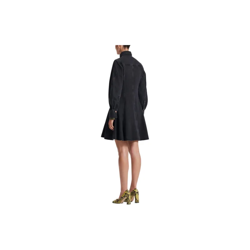 SCANLAN THEODORE Denim Mini Dress Long-Sleeved Dresses Women's Washed Black/Washed Black-2