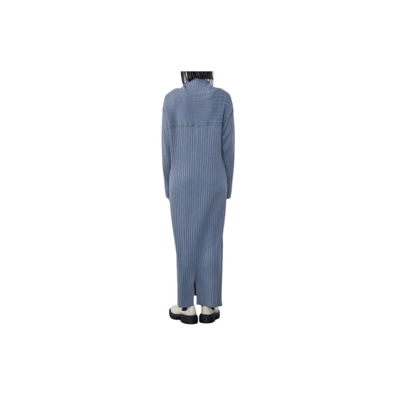 Beams Long Sleeved Dresses Women's Gray Blue-2