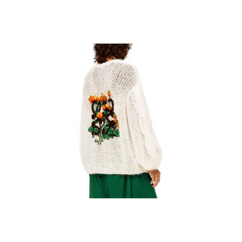 LOEWE Herbarium Mohair Cardigan 'White/Multicolor'-2