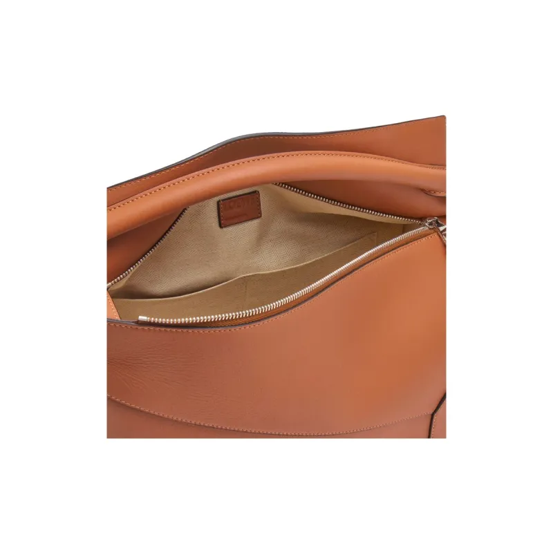 LOEWE Puzzle Cow Leather Shoulder Bag Crossbody Bag Handbag Large Size Women's Tan-5