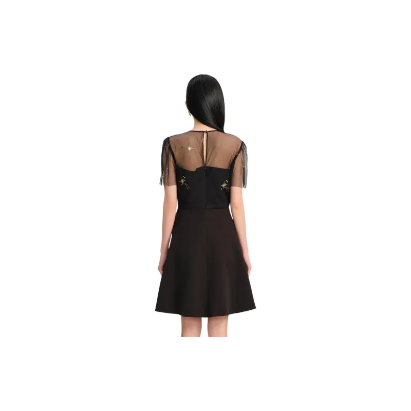 Blood Glitter Short-Sleeved Dresses Women's Black-0