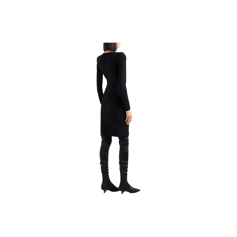 EMPORIO ARMANI Crepe look Stretch Interlock Jersey Dress With Cross over Neckline And Draping-2