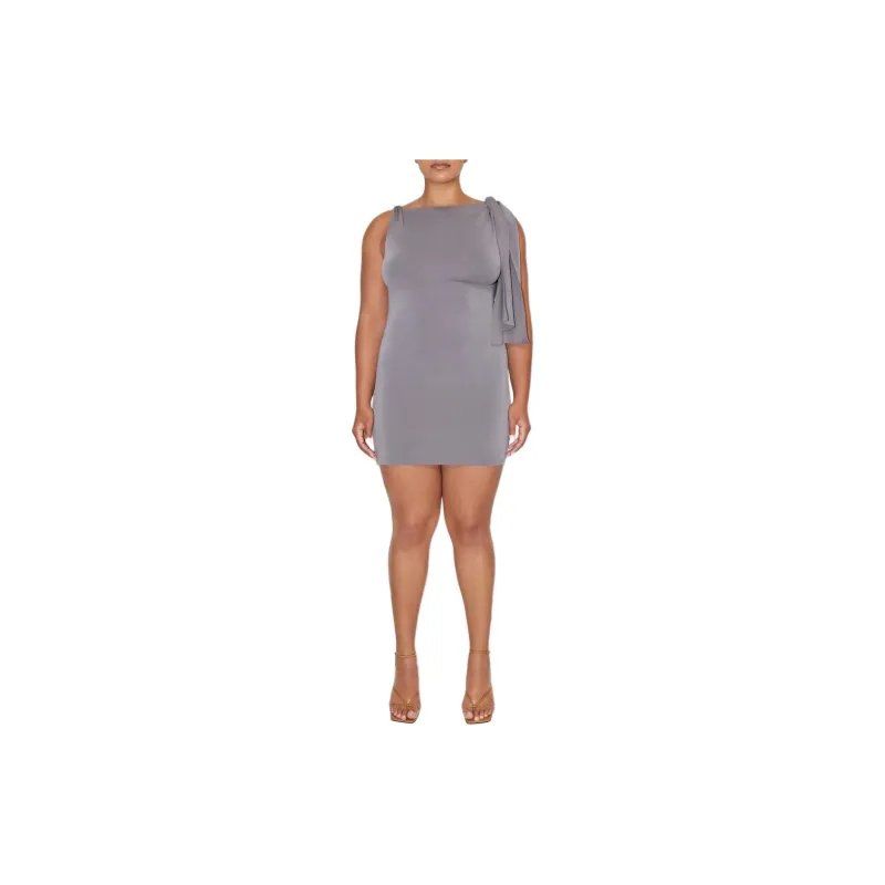 Khy DROP 006 Sueded Stretch Knotted Mini Dress Sleeveless Dress Women's STEEL GREY/Steel Gray-1