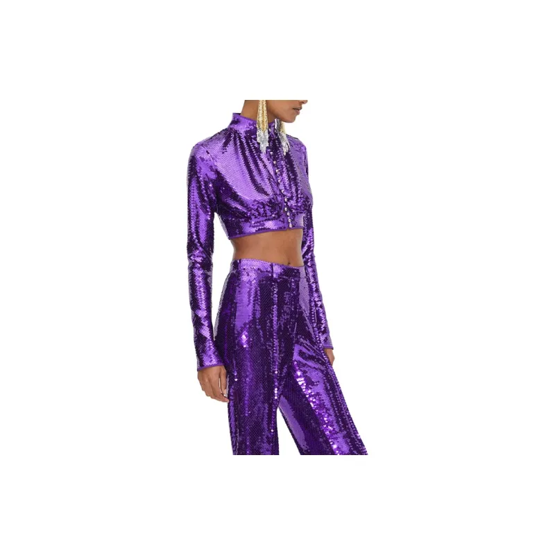 Rabanne H&M Sequined Crop Top Purple-2