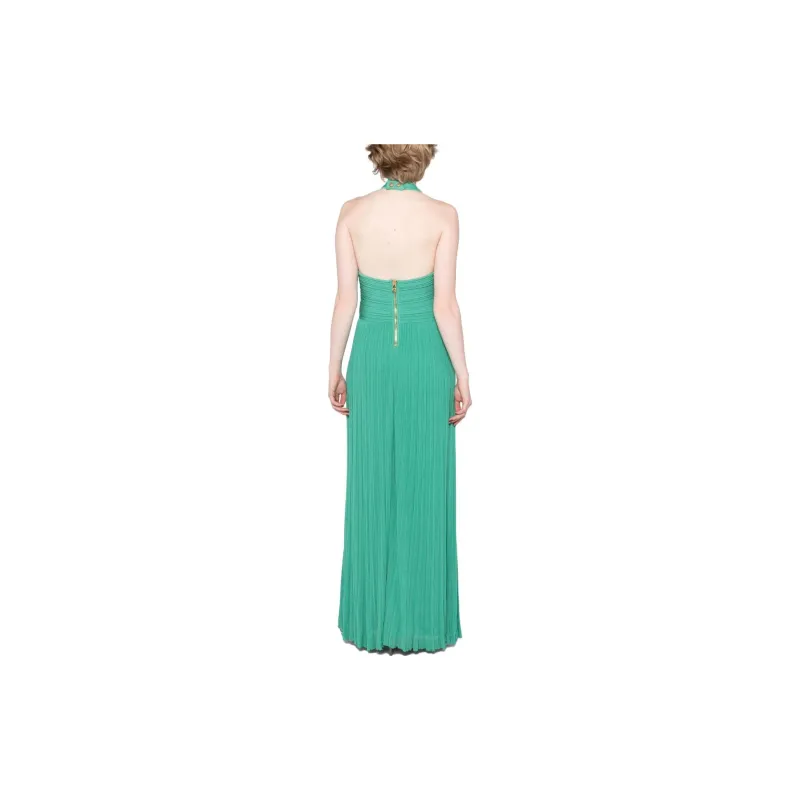BALMAIN Embellished Pleated Halterneck Gown-2