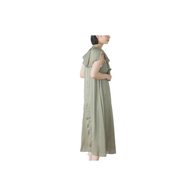 Beams Short Sleeved Dresses Women's Green-3