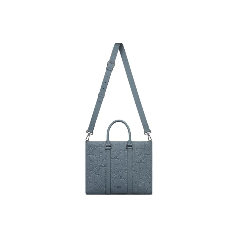 DIOR Cow Leather Tote Bag Shopping Bag Shoulder Bag Crossbody Bag Handbag Medium Size Men's Blue-1