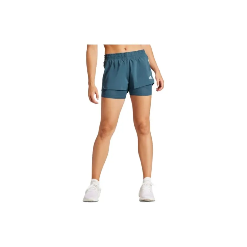 Adidas PACER 3-STRIPES WOVEN TWO-IN-ONE SHORTS Casual Shorts Women's Arctic Night/White-1