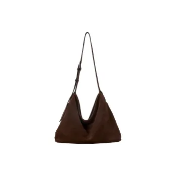 Qiuzhen Matte Cow Leather Free Hobo Bag Nubuck Shoulder Bag Large Size Extra Large Unisex Coffee/Black