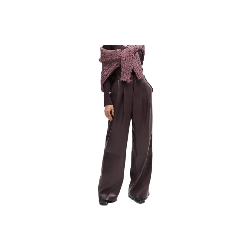 HUGO BOSS Pleat-detailing Faux-leather Trousers-1
