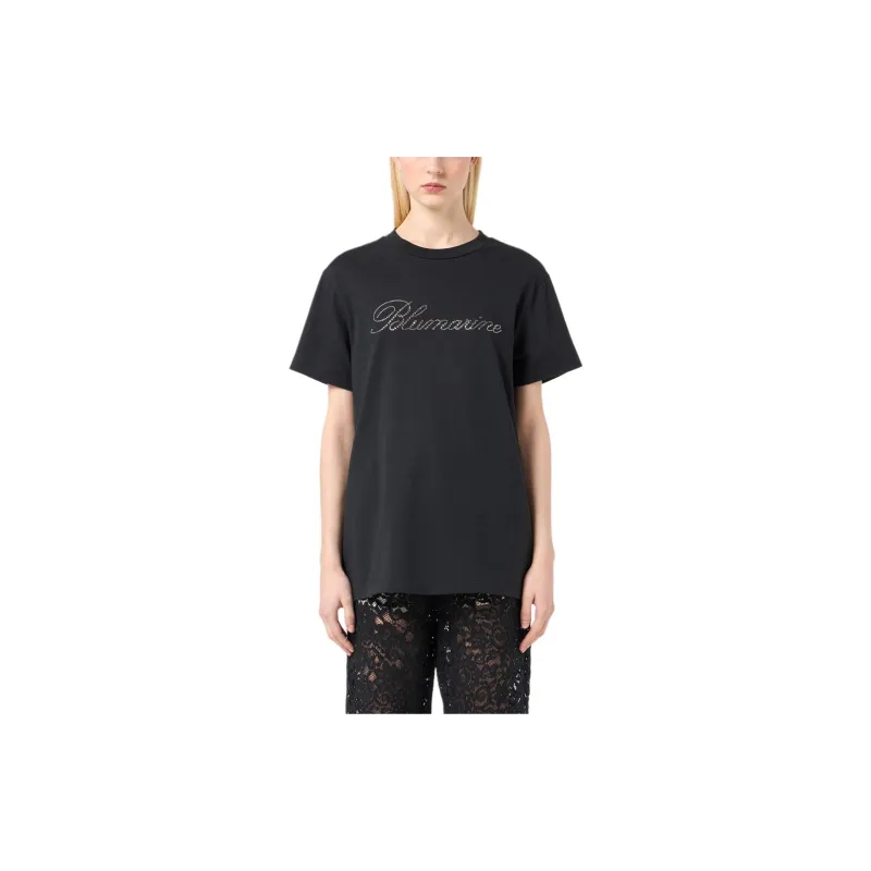 Blumarine Rhinestone logo T shirt-2