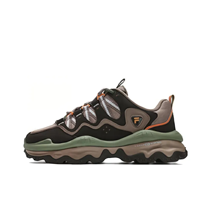 FILA FUSION QD 96 DX Anti Slip Wear Resistant Low Top Casual Shoes Men's Brown Green-0