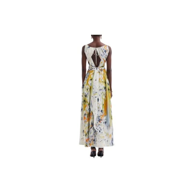 Oscar De La Renta Abstract Brushstroke-print Midi Dress-2