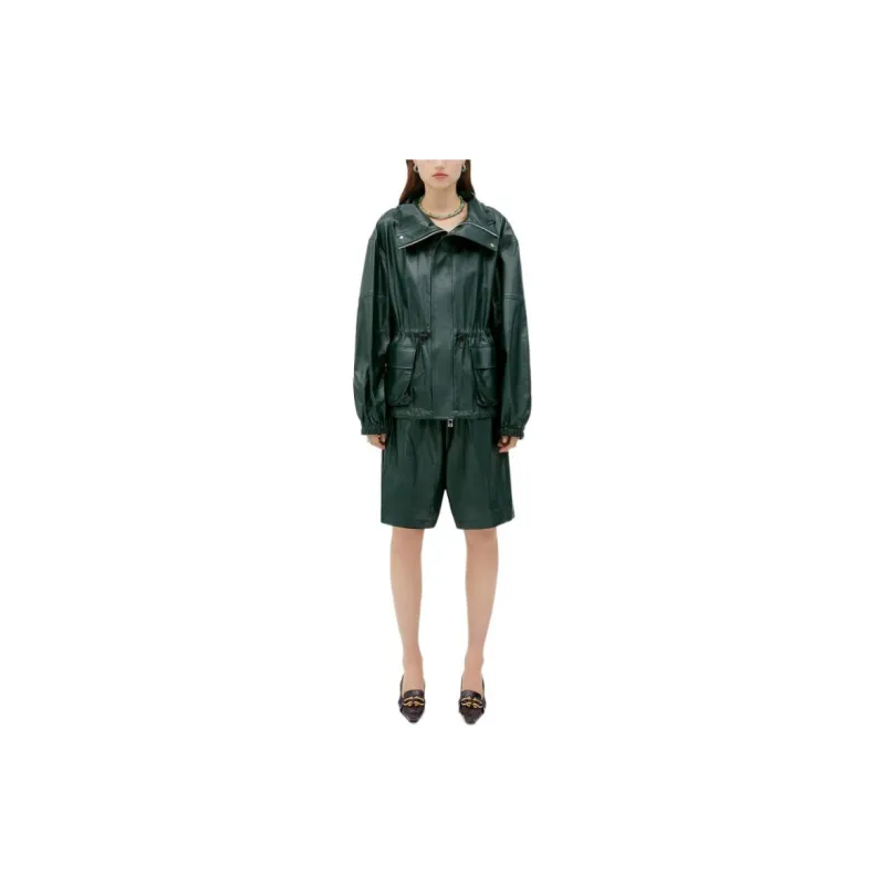 Bottega Veneta Leather Jackets Women's Green-2