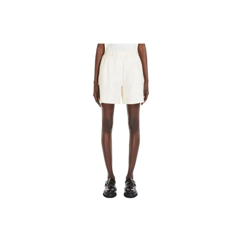 MaxMara Piadena Collection Cotton Shorts With Monogram Embroidery Casual Shorts Women's White-3