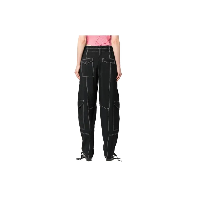 GANNI Topstitch Drawstring Hem Cargo Pants-2