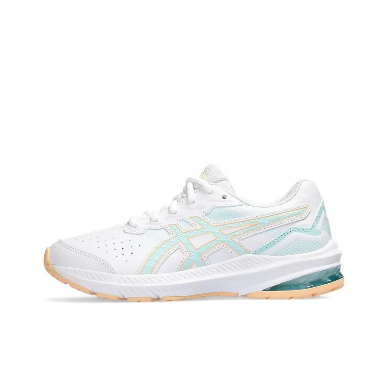 Asics GT 1000 Leather 2 Abrasion Resistant Breathable Low Top Kids' Running Shoes White Green Teenagers-0