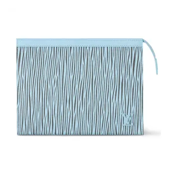 LOUIS VUITTON Pochette Voyage Epi XL Cow Leather Toiletry Bag Clutch Medium Size Unisex Blue