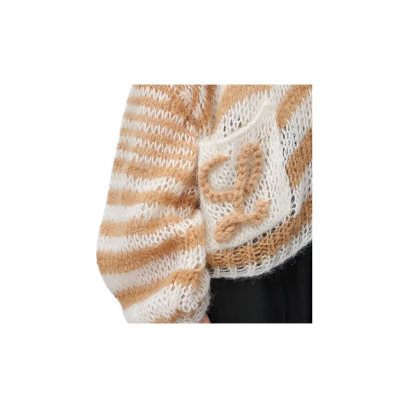 LOEWE Anagram Cardigan 'White/Camel'-4
