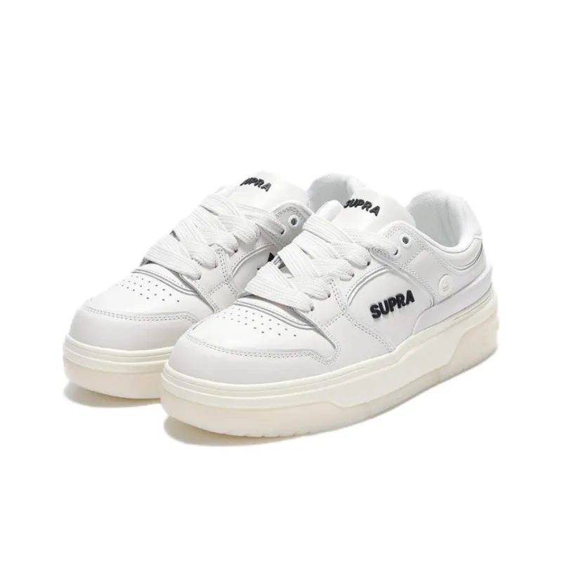 SUPRA 23FW Cushioning Wear-Resistant Low-Top Skateboard Shoes Unisex White-2