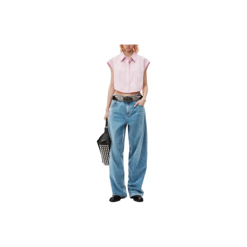 Alexander Wang Pinstriped Cropped Shirt-1