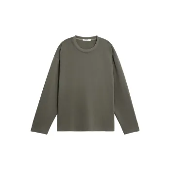 Bodydream American Loose Fit Solid Color Crew Neck Long Sleeved T Shirt Unisex