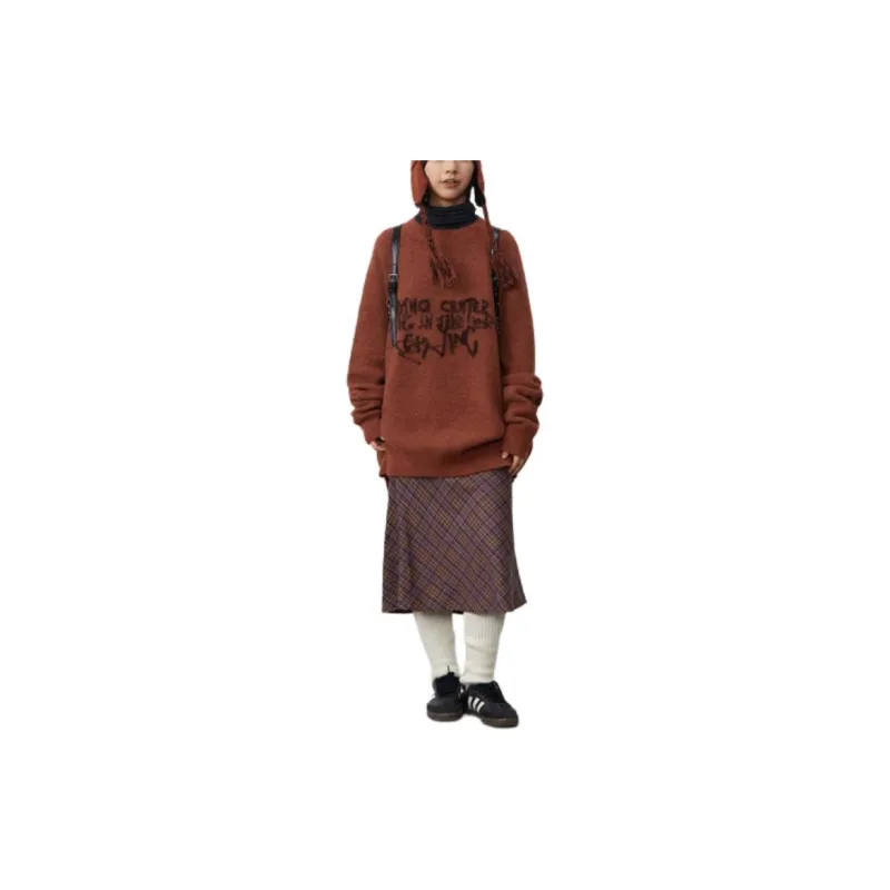 Crying Center Casual Long Skirt Women's Gray Purple Plaid-1