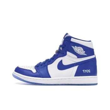 Jordan Air Jordan 1 Retro High Breathable Lightweight High-Top Vintage Basketball Shoes Unisex White Blue