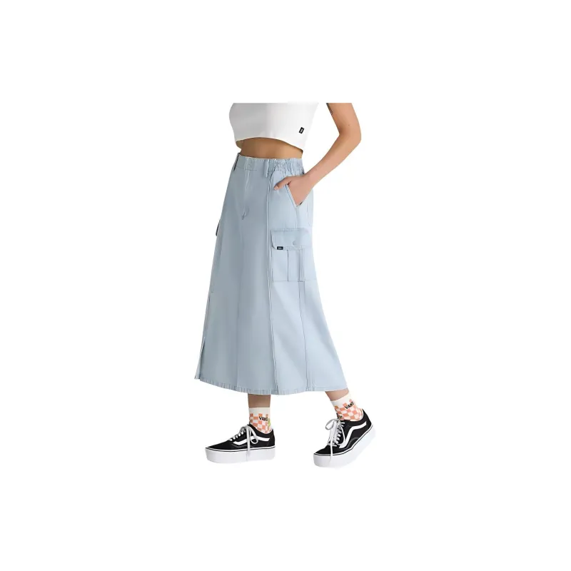 Vans Sidewalk Denim Long Skirts Women's Stone Creek Blue-3