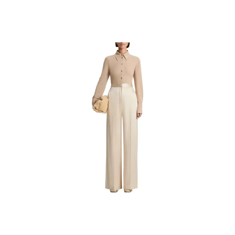 SCANLAN THEODORE Satin Drape Leg Trouser Casual Pants Women's Gold-1