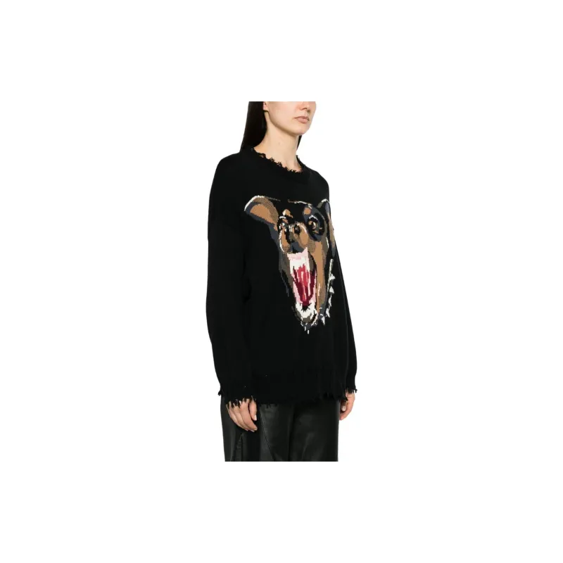 R13 Chihuahua intarsia Cotton Jumper-3