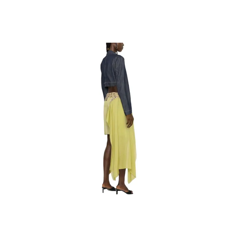 DIESEL Casual Long Skirts Women's Yellow Green-2